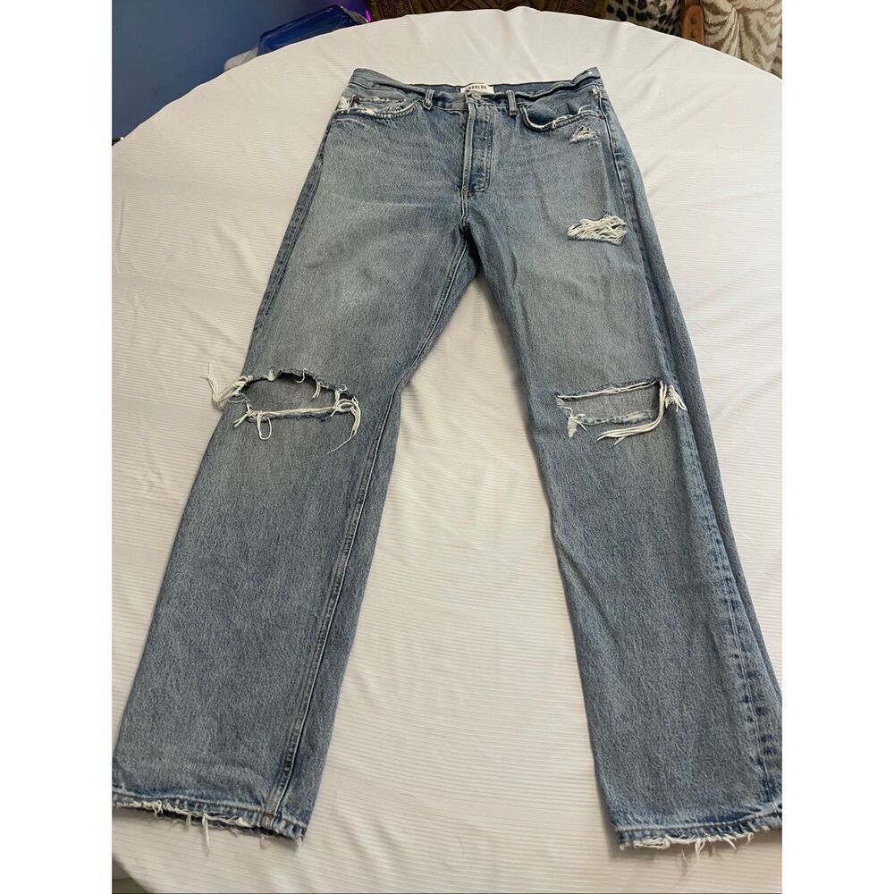 AGOLDE Women’s Destroyed Distressed 90s Denim Jeans Size 28